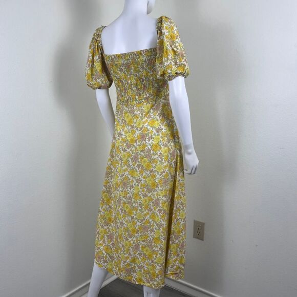 Faithfull The Brand Juniper Women Size 6 Yellow Floral Garden Midi NEW Dress - Picture 10 of 16